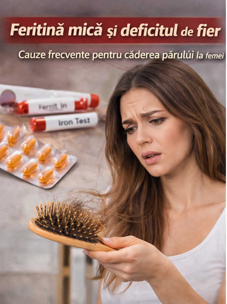 Feritină mică și deficit de fier, cauze frecvente asociate cu căderea părului la femei