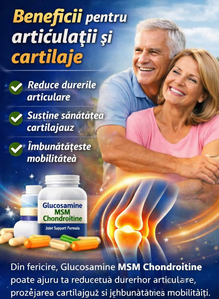 Beneficii Glucosamine MSM Chondroitine pentru articulații, cartilaje, genunchi și mobilitate
