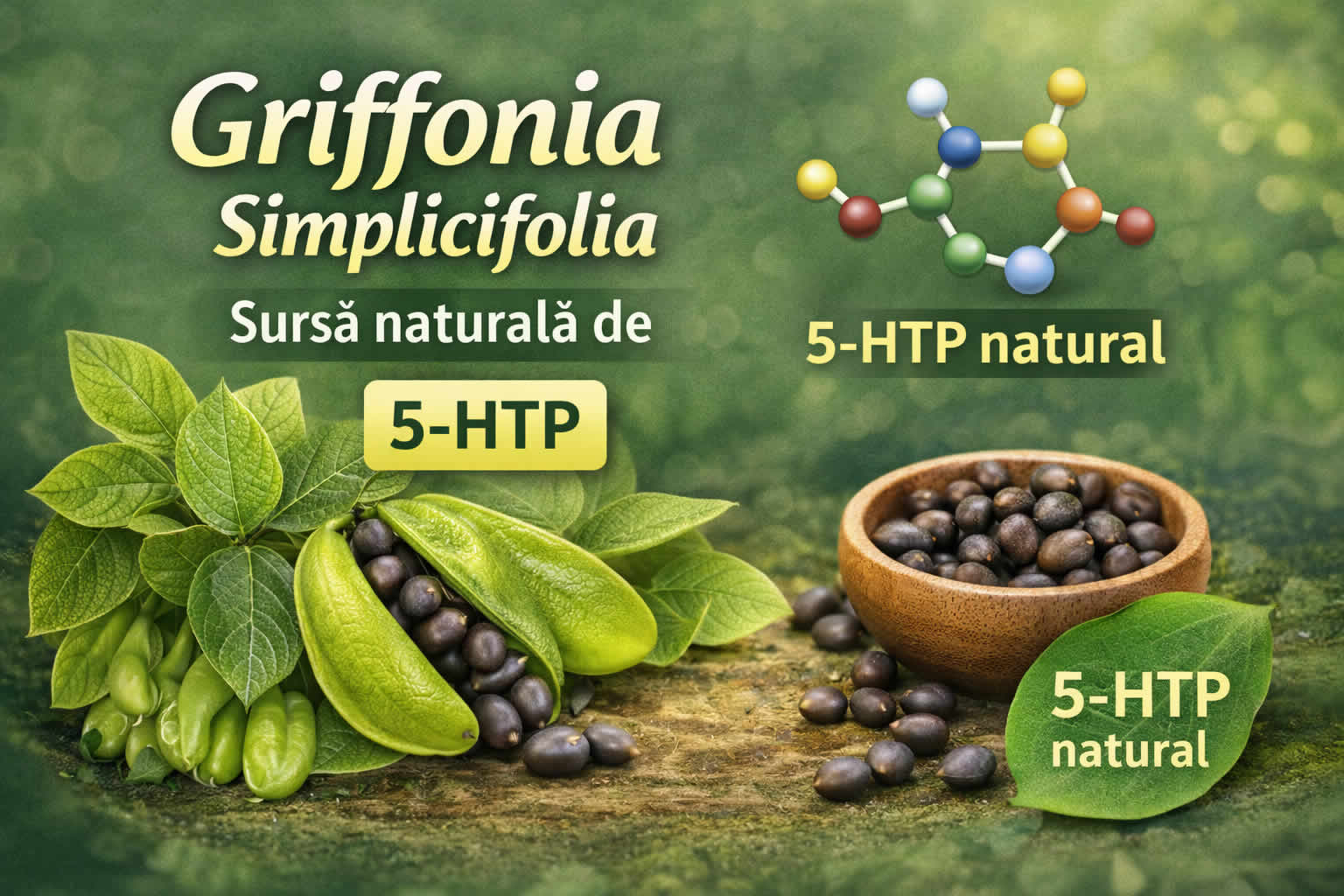 seminte griffonia simplicifolia sursa naturala de 5 htp pentru cresterea serotoninei si imbunatatirea starii de spirit