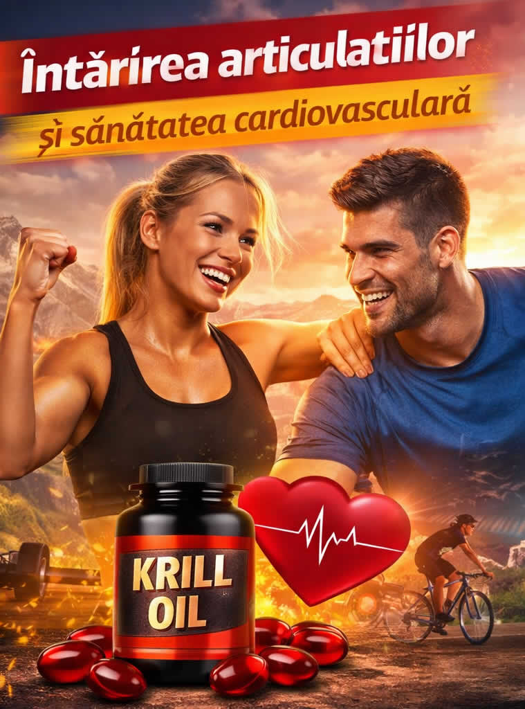 Krill Oil pentru sănătatea inimii și persoane active, omega-3 pentru mișcare, energie și rutină zilnică