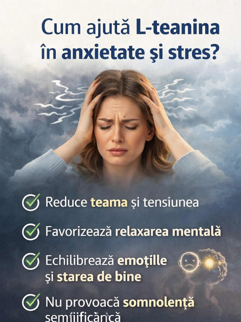 Cum ajuta L-teanina in anxietate si stres - calm mental, relaxare si reducerea tensiunii