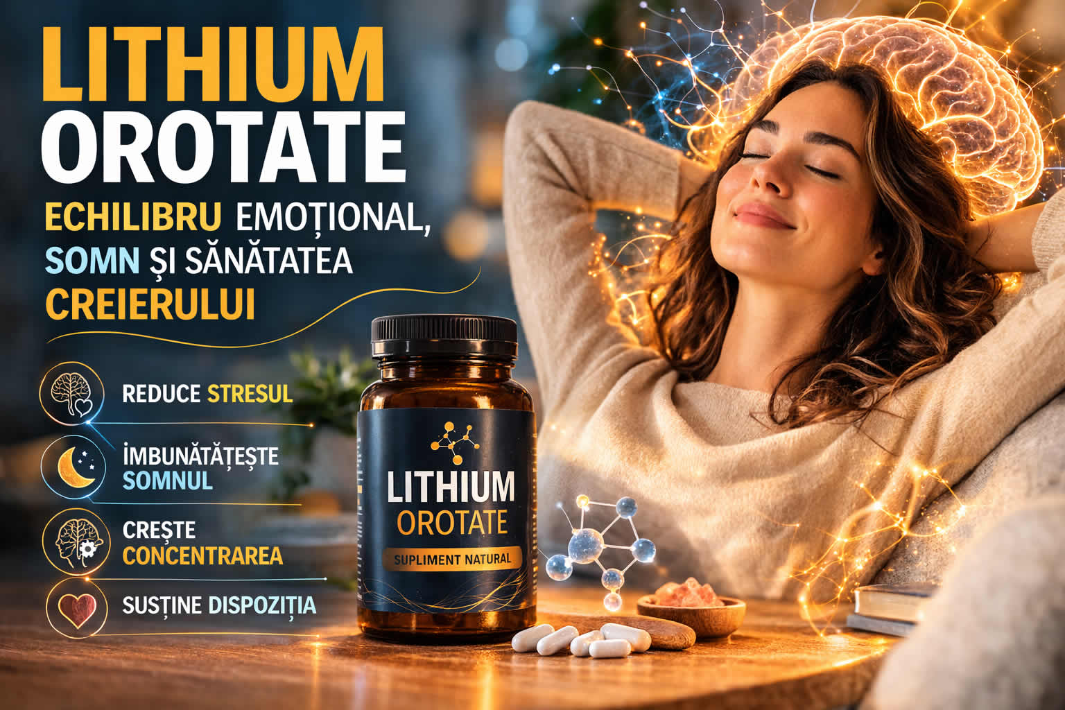 Lithium orotate pentru claritate mentala, focus, echilibru nervos si sanatatea creierului