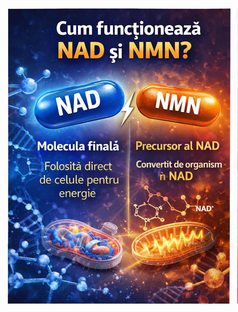 Cum funcționează NAD și NMN și care este diferența dintre molecula finală și precursor