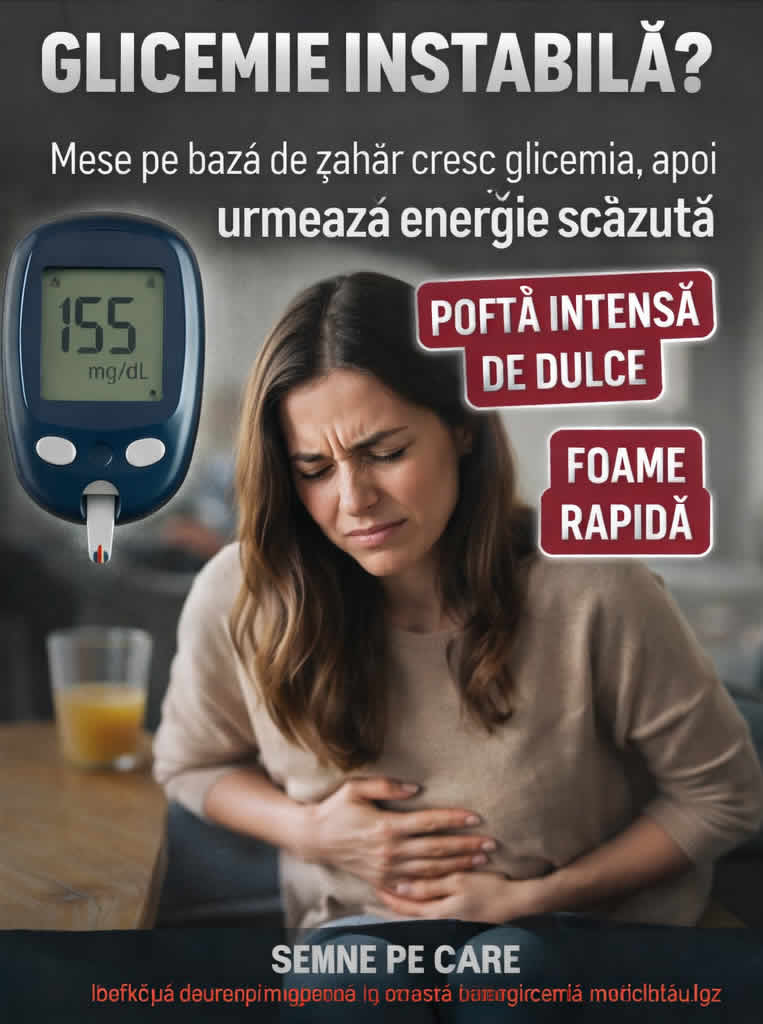 Persoană obosită după masă, cu energie scăzută, imagine sugestivă pentru glicemie instabilă și deficit de crom