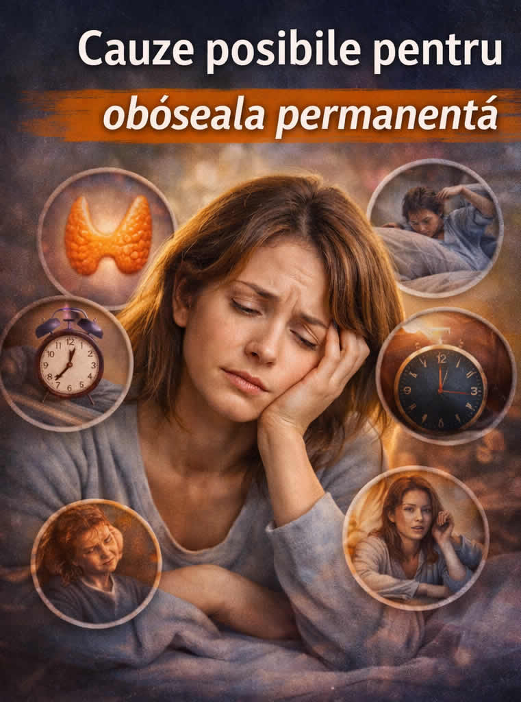 Oboseală zilnică și lipsă de energie la adult, cu accent pe cauze frecvente precum stresul, somnul slab și carențele