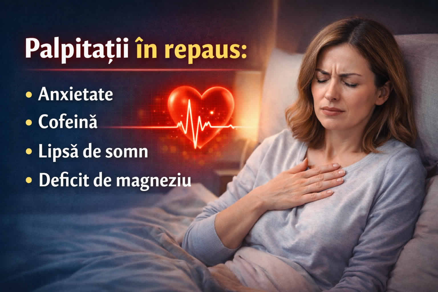 Palpitații în repaus – cauze frecvente precum anxietatea, cofeina, lipsa de somn și deficitul de magneziu