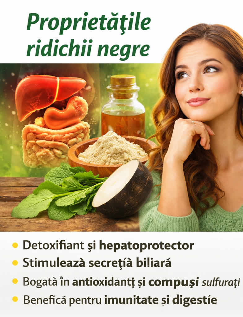 Proprietățile ridichii negre pentru ficat, bilă, digestie și susținerea detoxifierii organismului