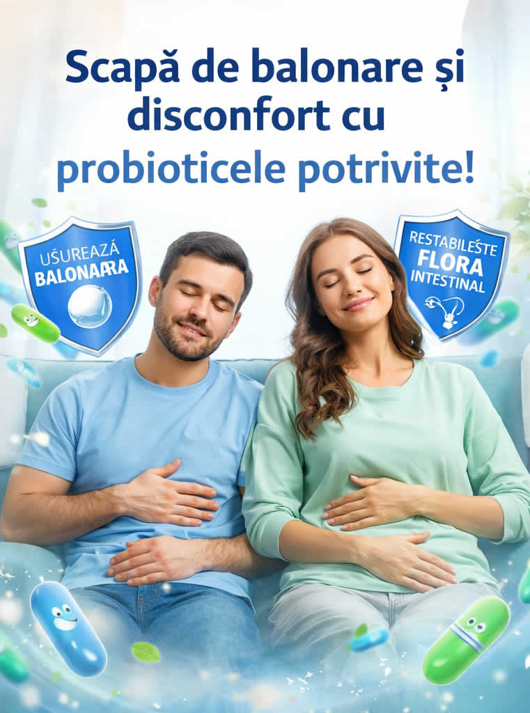Scapa de balonare si disconfort cu probiotice pentru digestie si flora intestinala