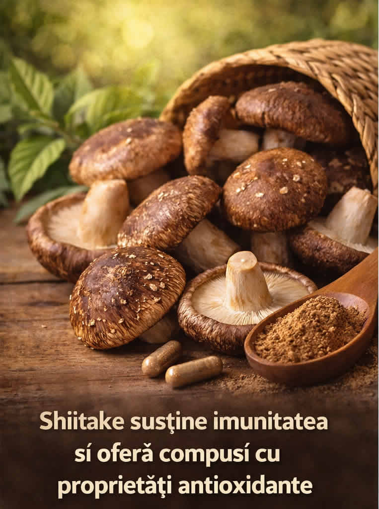 Shiitake pentru imunitate și antioxidanți naturali, ciuperci shiitake și extract pudră