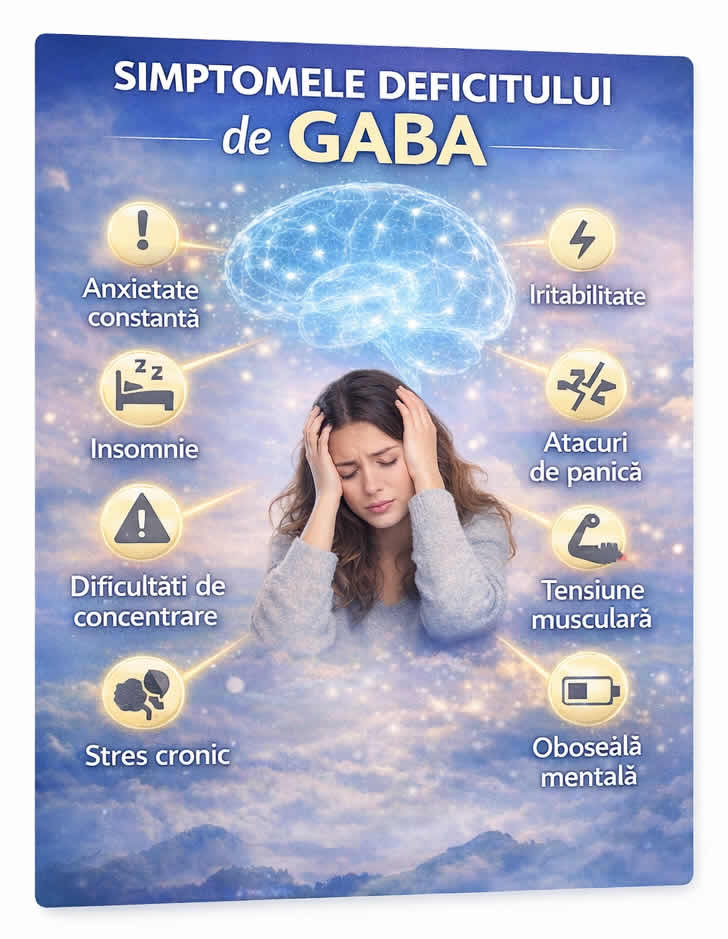Simptomele deficitului de GABA: anxietate, insomnie, stres cronic, atacuri de panică și dificultăți de concentrare