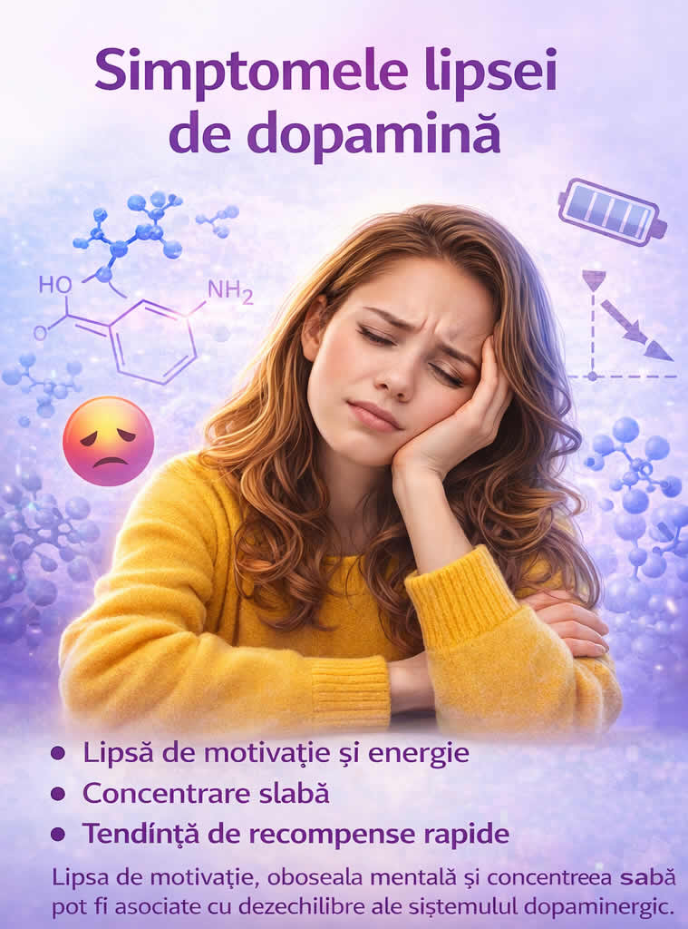 Simptomele lipsei de dopamina precum lipsa de motivatie, oboseala mentala si concentrare slaba