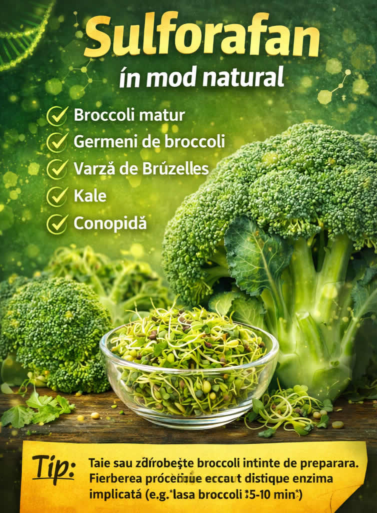 Sulforafan în mod natural din broccoli matur, germeni de broccoli, kale și conopidă