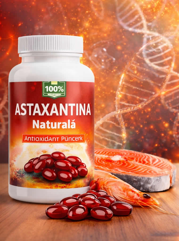 Supliment cu astaxantina naturala antioxidant pentru protectie celulara si sustinerea organismului