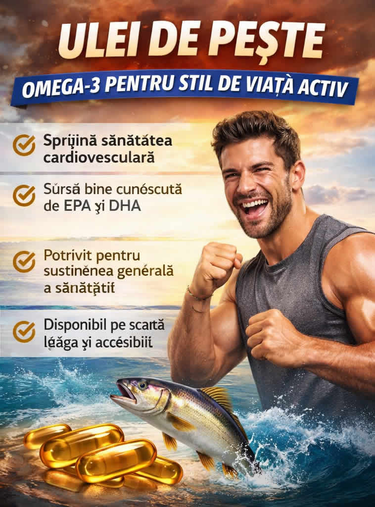 Ulei de pește pentru stil de viață activ, omega-3 EPA DHA, susținere cardiovasculară și recuperare