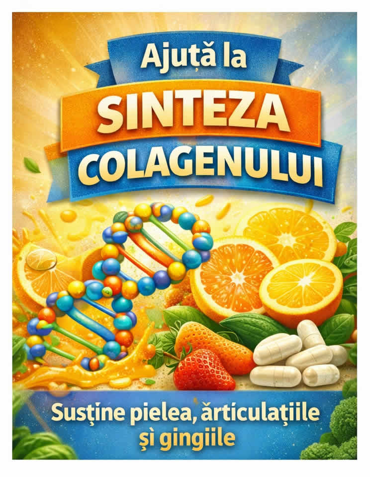 Vitamina C ajuta la sinteza colagenului si sustine pielea, articulatiile si gingiile