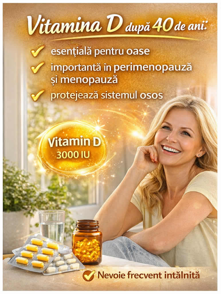 Vitamina D după 40 de ani pentru femei, esențială pentru oase, perimenopauză și protejarea sistemului osos