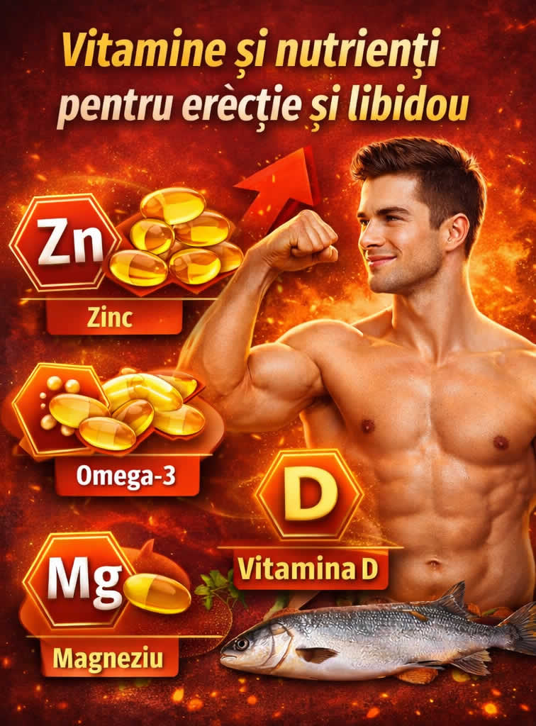 Vitamine și nutrienți pentru erecție și libidou – zinc, omega 3, magneziu și vitamina D pentru potență masculină