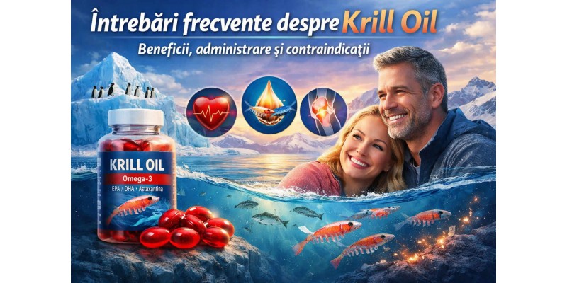 Întrebări frecvente despre Krill Oil – beneficii, administrare, contraindicații și omega 3 pentru inimă și articulații