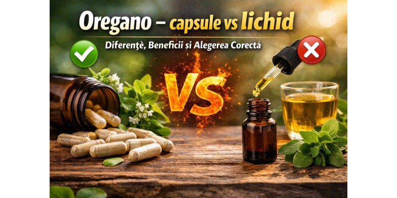 Oregano capsule vs lichid – diferențe, beneficii și alegerea corectă a suplimentului