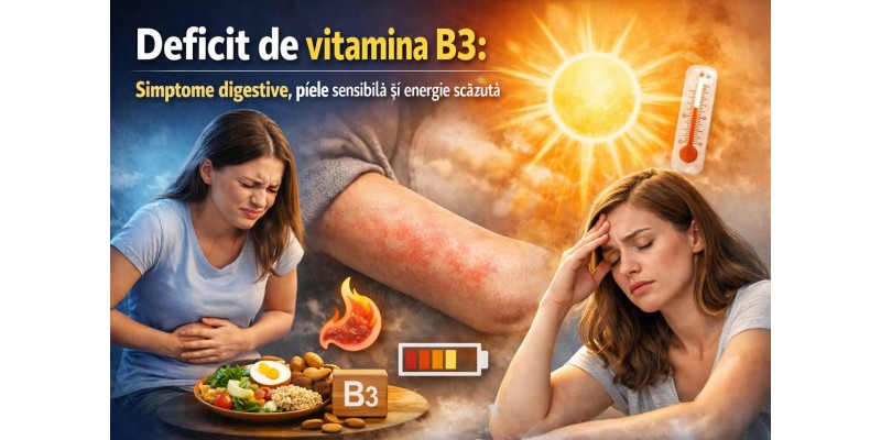 Deficit de vitamina B3 simptome digestive piele sensibilă energie scăzută
