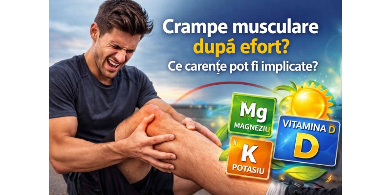 Crampe musculare după efort - ce carențe pot fi implicate: magneziu, potasiu și vitamina D