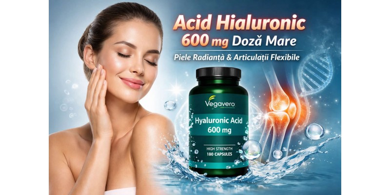 Acid Hialuronic 600 mg 180 Capsule Vegavero – Doză Mare pentru Piele și Articulații