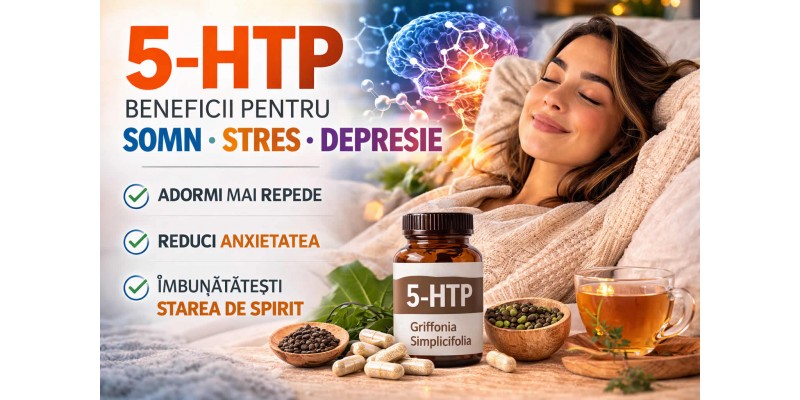5-HTP beneficii pentru somn stres și depresie – supliment natural pentru creșterea serotoninei și echilibru emoțional