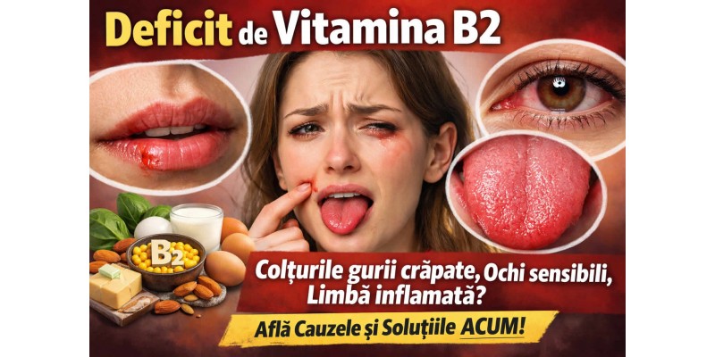 Deficit de vitamina B2 simptome – colțurile gurii crăpate, ochi sensibili și limbă inflamată