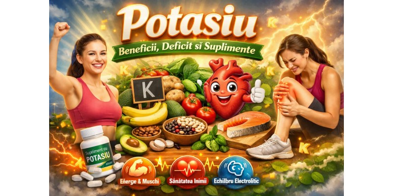 Potasiu beneficii, deficit si suplimente alimentare pentru energie, muschi si echilibru electrolitic