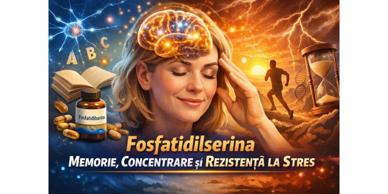 Fosfatidilserina pentru memorie, concentrare și rezistență la stres – banner informativ