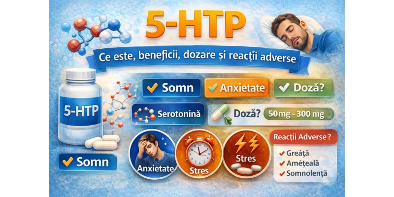 5-htp beneficii pentru somn anxietate stres serotonina dozare reactii adverse