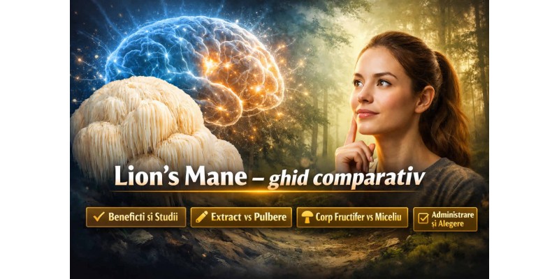 Lion’s Mane ghid comparativ – beneficii, extract vs pulbere, administrare și alegere corectă