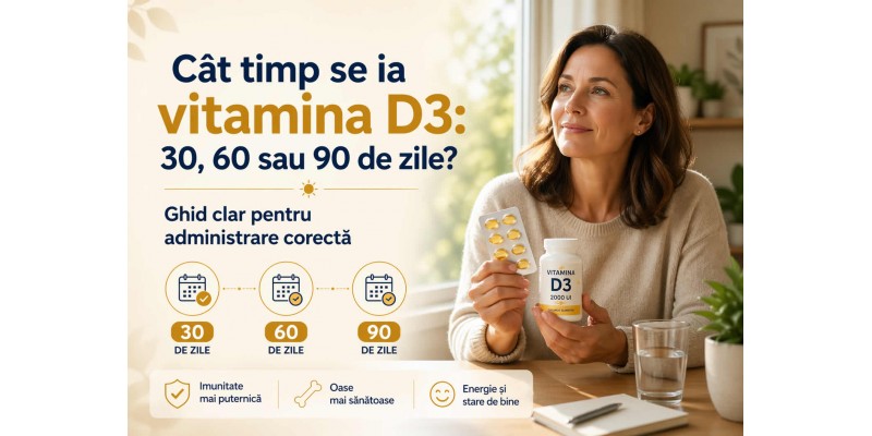 Cât timp se ia vitamina D3 30, 60 sau 90 de zile – ghid clar pentru administrare corectă