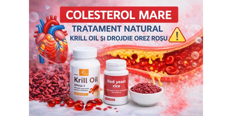 Colesterol Mare Tratament Natural – Krill Oil si Drojdie Orez Rosu