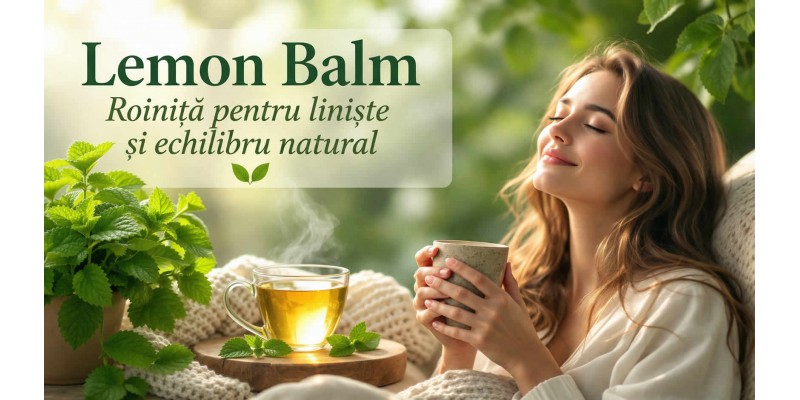 Lemon Balm Roiniță beneficii utilizări administrare și efecte adverse banner calm relaxare somn