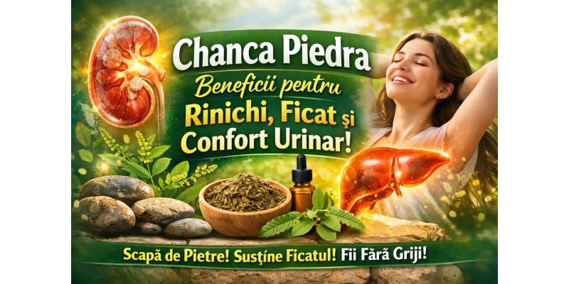 Chanca Piedra beneficii pentru rinichi, ficat si confort urinar - banner informativ