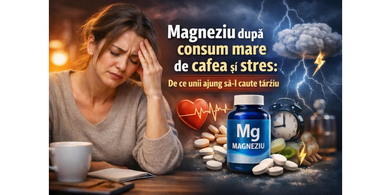 Magneziu după consum mare de cafea și stres – femeie obosită cu simptome de tensiune, insomnie și epuizare